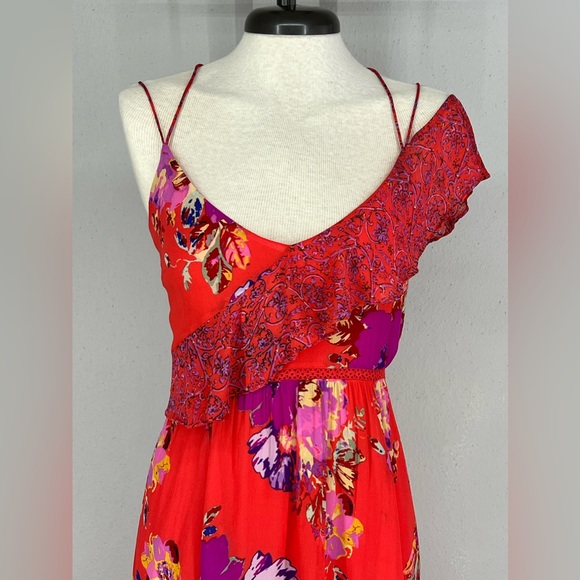 Anthropologie Maeve Red Floral Dress Size 10 - Picture 4 of 8
